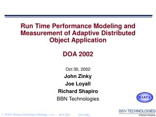 Run Time Performance Modeling and Measurement of Adaptive Distributed Object Application DOA 2002