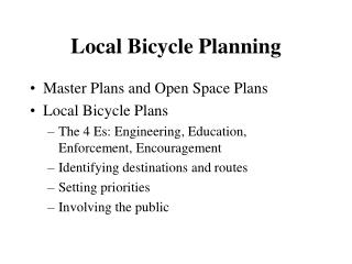 Local Bicycle Planning