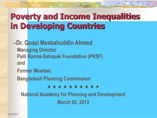 Poverty and Income Inequalities in Developing Countries