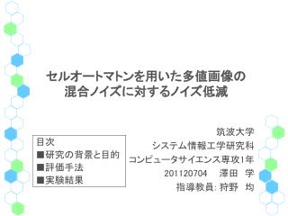 セルオートマトンを用いた多値画像の 混合ノイズに対するノイズ低減