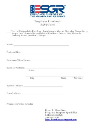 Employer Luncheon RSVP Form
