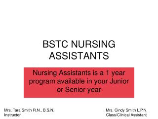 BSTC NURSING ASSISTANTS