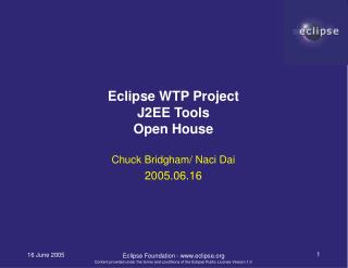 Eclipse WTP Project J2EE Tools Open House