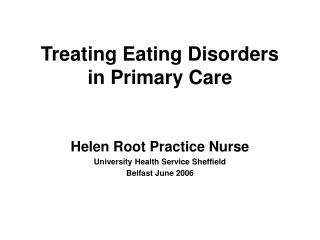 Treating Eating Disorders in Primary Care