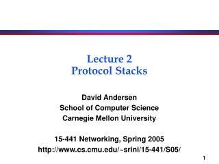 Lecture 2 Protocol Stacks