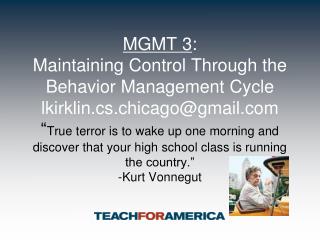 Video Clip : We Demand Students Behave Because We Care