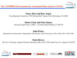 The COMPRES Environment for Automated Data analysis (CEAD).