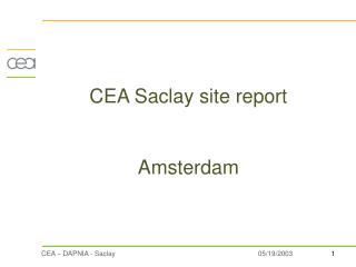 CEA Saclay site report Amsterdam