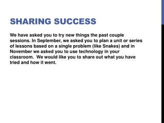 Sharing Success