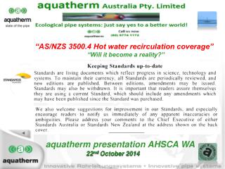 a quatherm p resentation AHSCA WA 22 nd October 2014