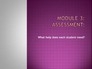 Module 3: Assessment: