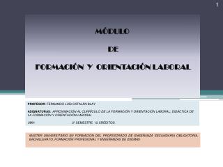 MÓDULO DE FORMACIÓN Y ORIENTACIÓN LABORAL