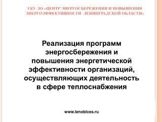 ГКУ ЛО «ЦЕНТР ЭНЕРГОСБЕРЕЖЕНИЯ И ПОВЫШЕНИЯ ЭНЕРГОЭФФЕКТИВНОСТИ ЛЕНИНГРАДСКОЙ ОБЛАСТИ»