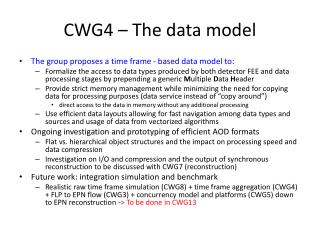 CWG4 – The data model