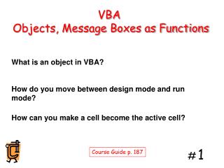 VBA Objects, Message Boxes as Functions