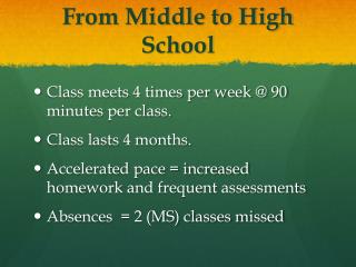 From Middle to High School