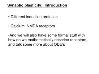 Synaptic plasticity: Introduction