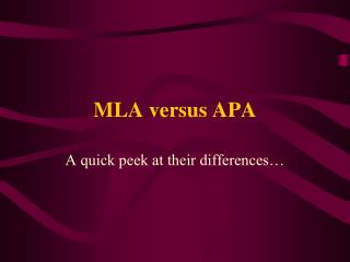 MLA versus APA