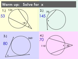 Warm up: Solve for x