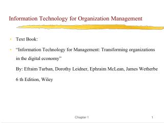 Information Technology for Organization Management