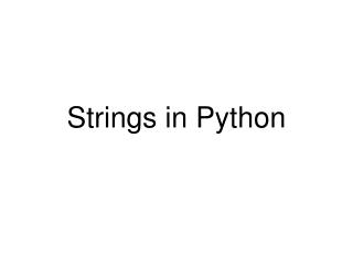 Strings in Python