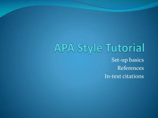 APA Style Tutorial