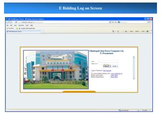 E Bidding Log on Screen