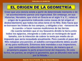E L ORIGEN DE LA GEOMETRÍA