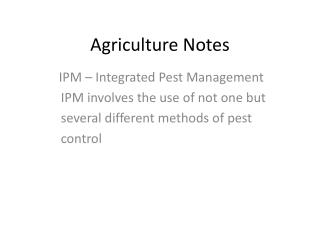 Agriculture Notes