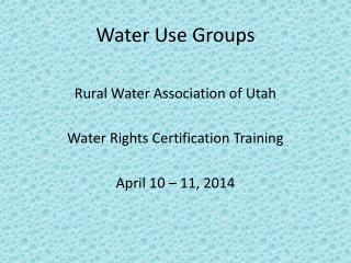 Water Use Groups