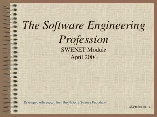 The Software Engineering Profession SWENET Module April 2004