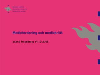 Medieforskning och mediekritik