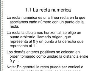 1.1 La recta numérica