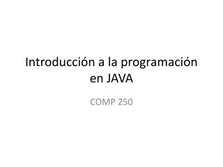 Introducción a la programación en JAVA