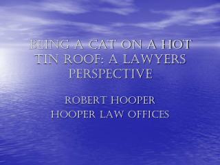 BEING A CAT ON A HOT TIN ROOF: A LAWYERS PERSPECTIVE