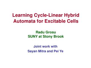 Learning Cycle-Linear Hybrid Automata for Excitable Cells Radu Grosu SUNY at Stony Brook