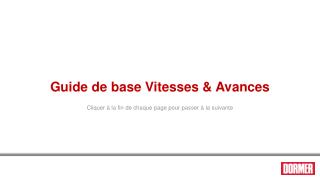 Guide de base Vitesses &amp; Avances