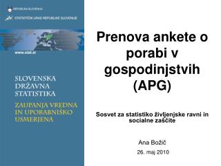 Prenova ankete o porabi v gospodinjstvih (APG)