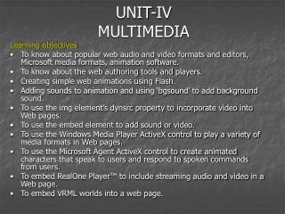 UNIT-IV MULTIMEDIA
