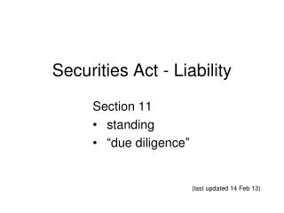 Securities Act - Liability