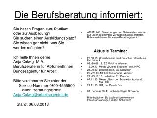 Die Berufsberatung informiert: