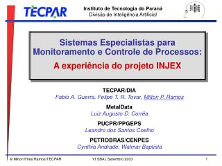 Sistemas Especialistas para Monitoramento e Controle de Processos: A experiência do projeto INJEX