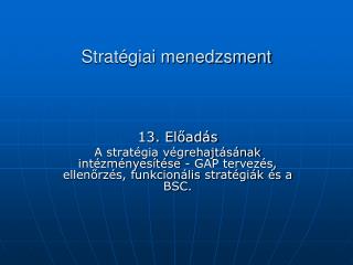 Stratégiai menedzsment