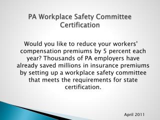 PA Workplace Safety Committee Certification