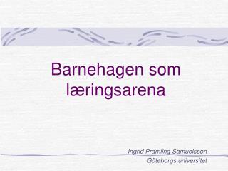 Barnehagen som l æringsarena