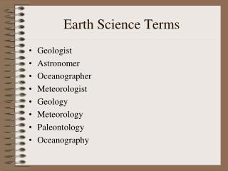 Earth Science Terms