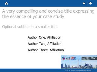 Author One, Affiliation Author Two, Affiliation Author Three, Affiliation