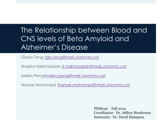 The Relationship between Blood and CNS levels of Beta Amyloid and Alzheimer’s Disease
