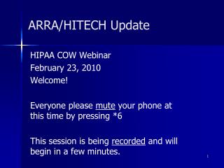 ARRA/HITECH Update