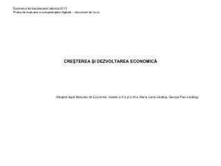 CREŞTEREA ŞI DEZVOLTAREA ECONOMICĂ
